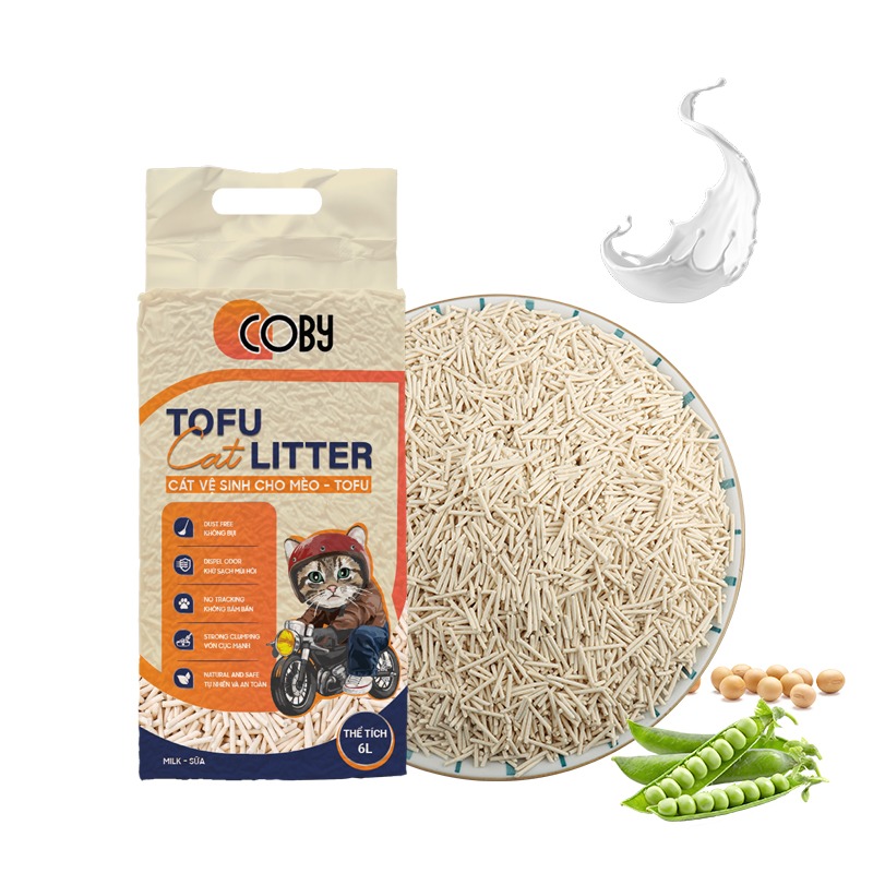 Cát đậu nành Coby cho chó mèo 6L khử mùi, không bụi, vón cục nhanh