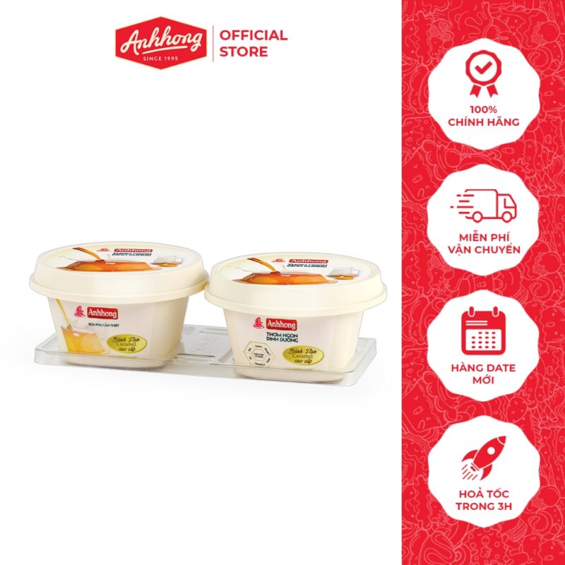 Bánh Flan Caramel Cao Cấp Mềm Mịn - Lốc 2 hộp 80g - Ánh Hồng