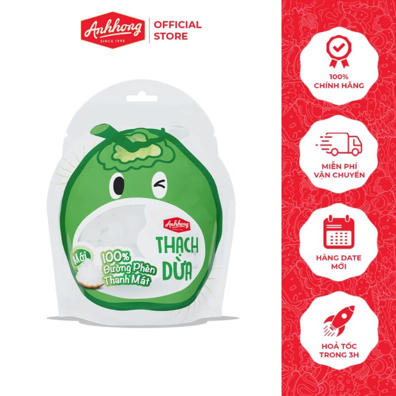 Thạch Dừa Đường Phèn Thanh Mát Tự Nhiên - Túi 400g hoặc 900g - Ánh Hồng