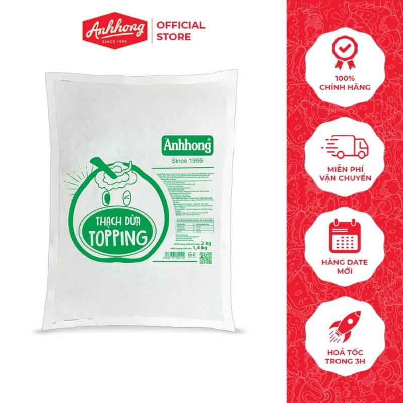 Thạch Dừa Topping Pha Chế Trà Sữa Trái Cây - Túi 2kg - Ánh Hồng