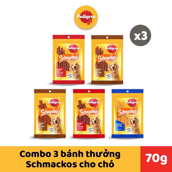 Pedigree Schmackos Bánh thưởng cho chó 70g (3 gói)